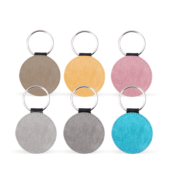 Sublimation Double Side Printable Blank PU Leather Keyring-Roundn