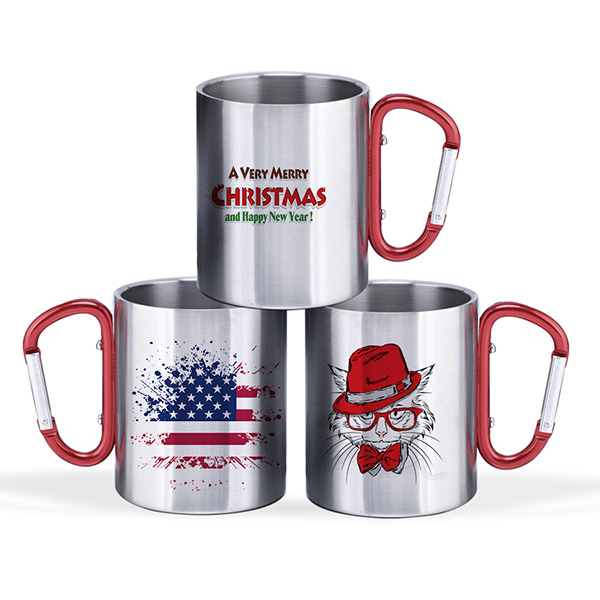 Sublimation 300ml Stainless Steel Mug with Carabiner Handle  